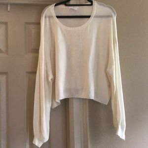 Creme knit sweater with flowy arms